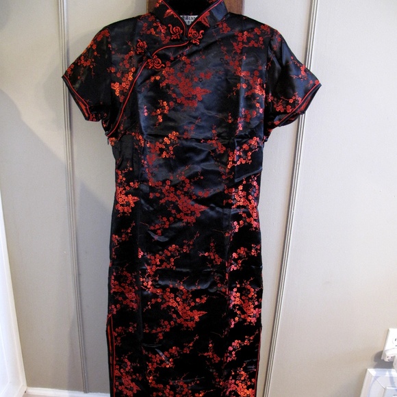 CHINESE CHEONGSAM/QIPAO Dress Traditional Brocade 80% Silk TANG YI 38 NWOT - Picture 1 of 15